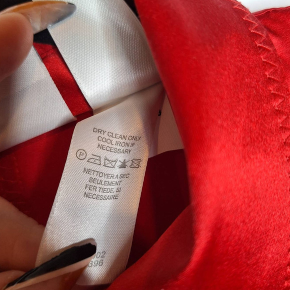Vintage Y2K Liz Claiborne Petite Red 100% Silk Button Blouse Top Collar 8P Small - Picture 5 of 10